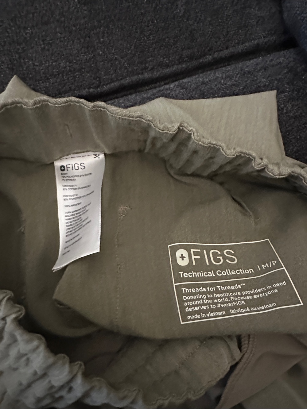 Figs Olive Technical Collection Utility Scrub Top and bottom Set - Picture 8 of 9